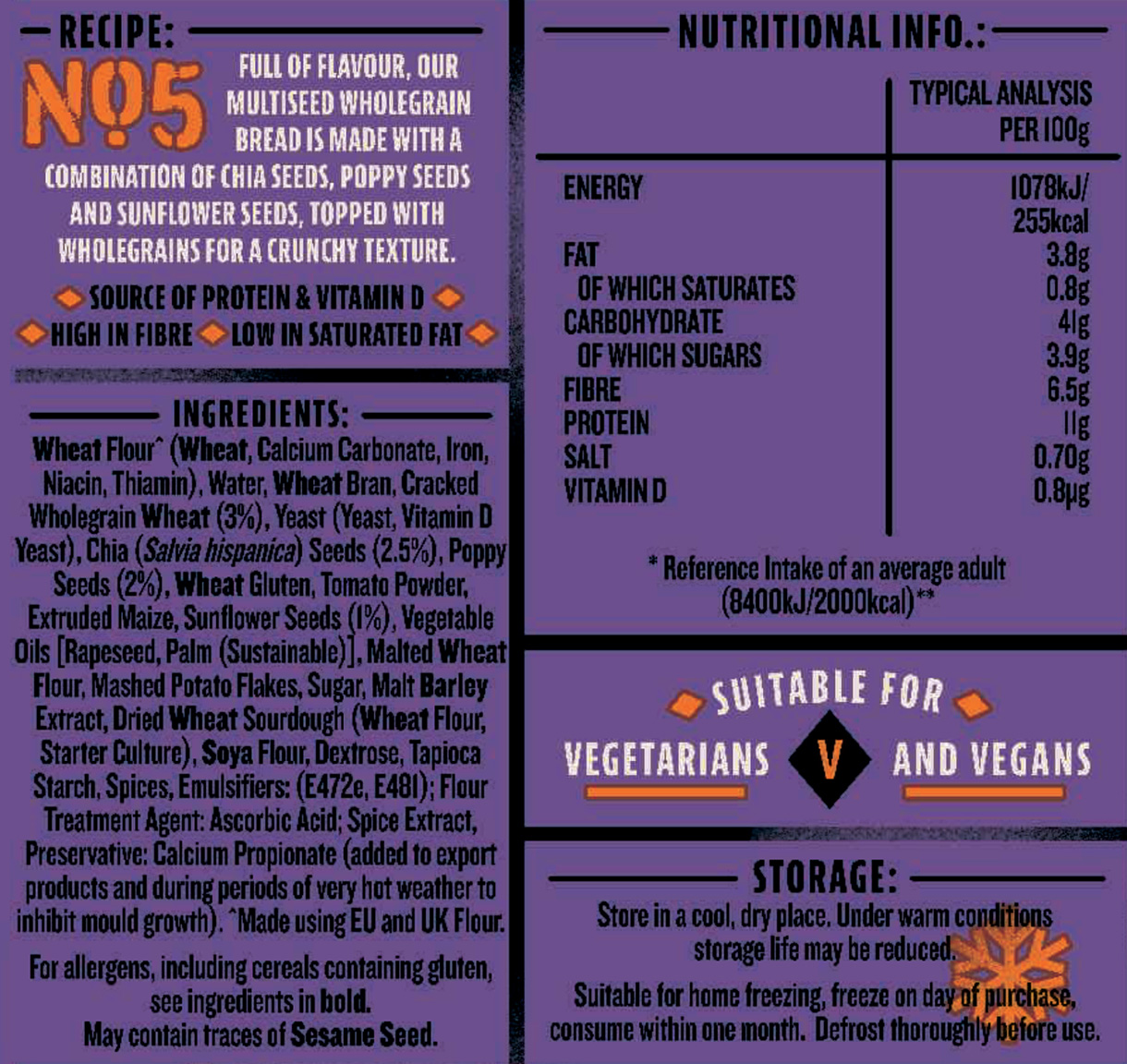 Bakehouse multiseed wholegrain info