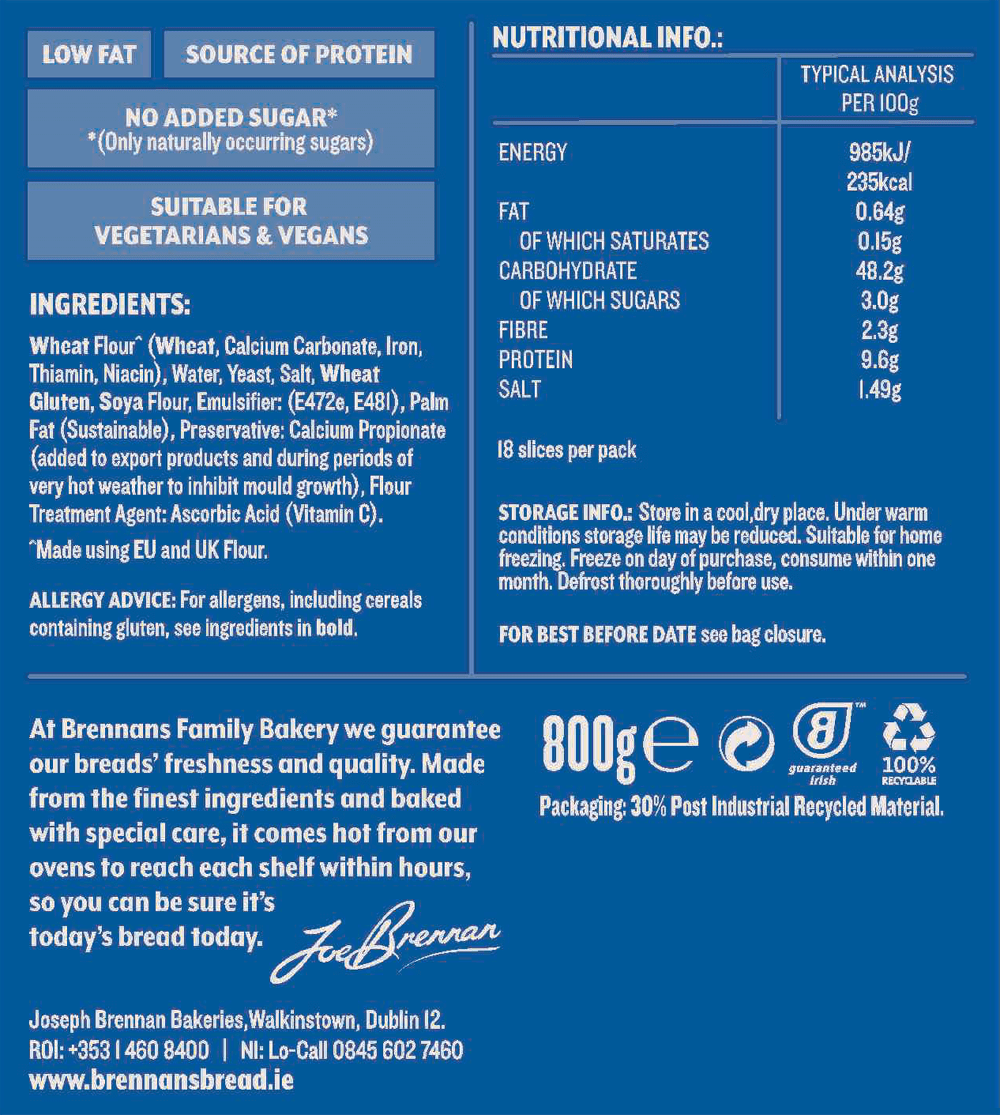 BloomerWhite800g Nutrition