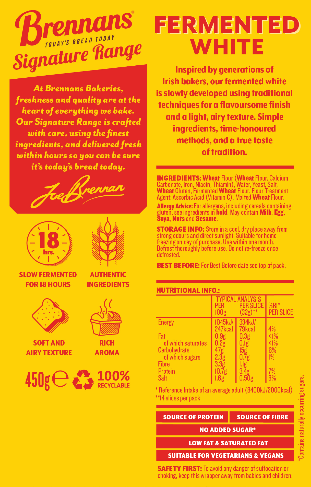 Brennans Signature Range Fermented White Nutritional Information