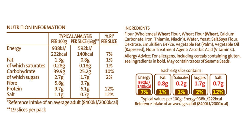 Brennans Catering Pan Thick Sliced Brown 1200g