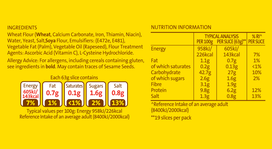 Brennans Catering Pan Thick Sliced White 1200g
